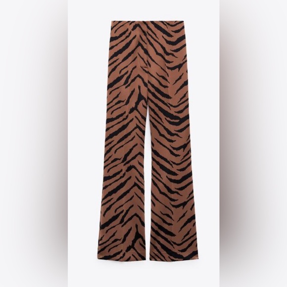 ZARA animal print flare pants size small - Picture 4 of 11